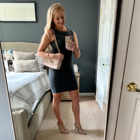 Gray Embellished Neckline Dress - Picture 8 of 8